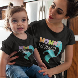 Mommy & Mini Mermaid Matching Parent Kind Schwarz Kleinkind T-shirt