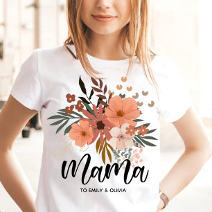 Mommy   Moderne Mama Kinder benennen Blumenretro T-Shirt