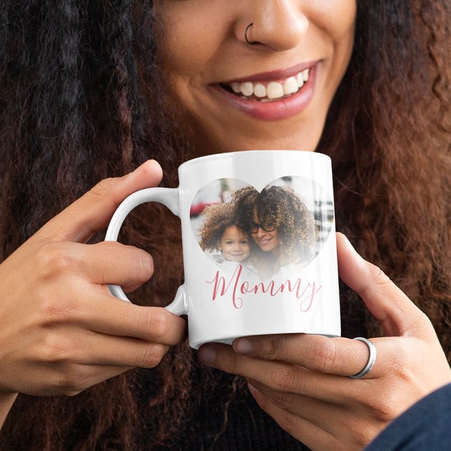 Mommy moderne | Photo du coeur | Café Mug (Créateur téléchargé)