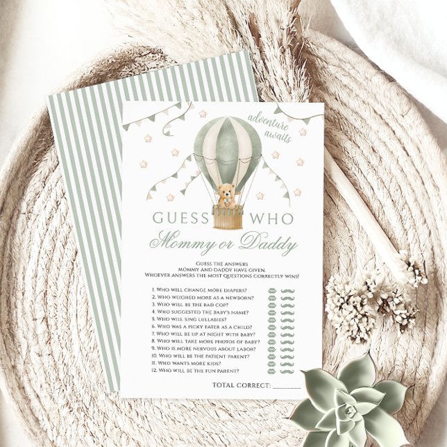 Mommy oder Daddy Air Ballon Green Baby Shower Game (Von Creator hochgeladen)