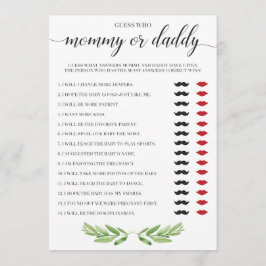 Mommy oder Daddy Baby Shower Game Green Thema