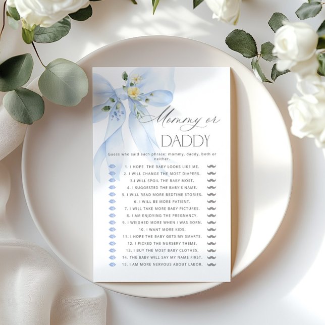 Mommy oder Daddy Blue Bow raten Who Floral game (Von Creator hochgeladen)