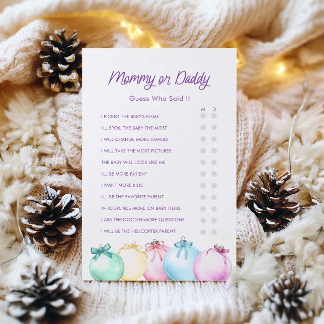 Mommy oder Daddy Christmas Baby Shower (Mommy or Daddy Modern Christmas Girl baby Shower Game)