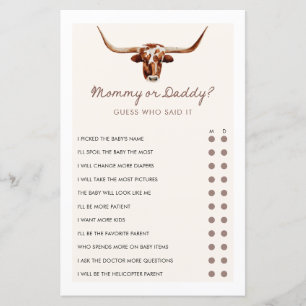 Mommy oder Daddy Cowboy Western Baby Shower Game