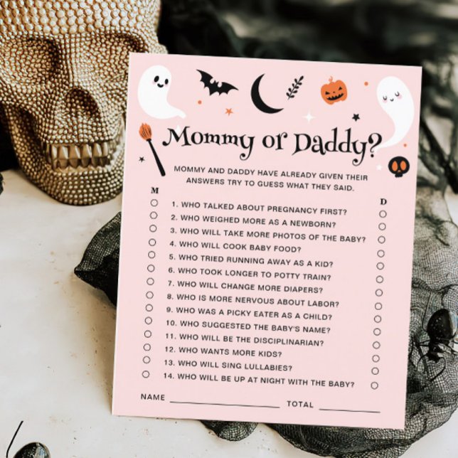 Mommy oder Daddy Pink Halloween Baby Shower Game (Von Creator hochgeladen)