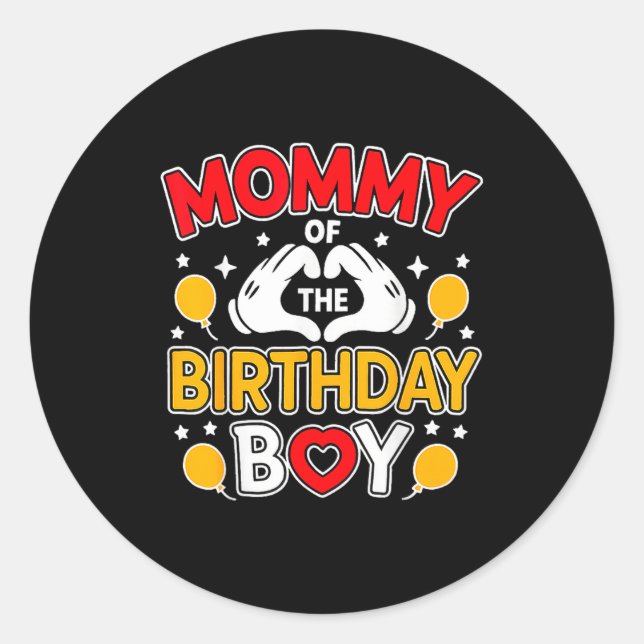 Mommy Of The Birthday Boy Family Party Birthday  Runder Aufkleber (Vorderseite)