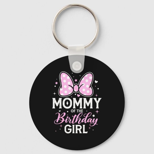 Mommy Of The Birthday Girl Cute Nk Bow Family  Schlüsselanhänger (Vorderseite)