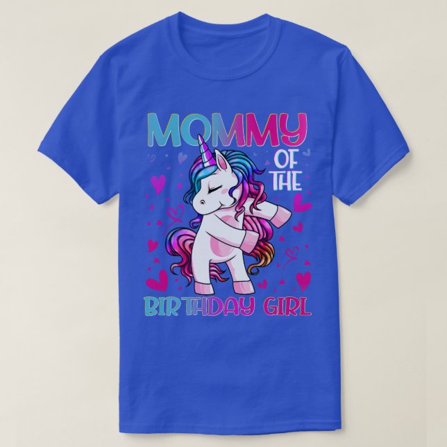 Mommy of the Birthday Girl Flossing Unicorn Mama M T-Shirt (Design vorne)