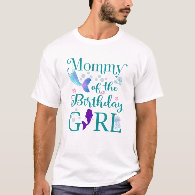 Mommy of the Birthday Girl Mama Mermaid erste Gebu T-Shirt (Vorderseite)