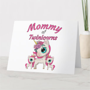 Mommy of Twinicorns: Mama & Twin Daughters Unicorn Dankeskarte