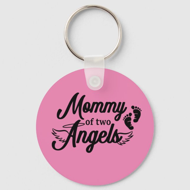 Mommy of Two Angels Twins Keychain Schlüsselanhänger (Vorderseite)