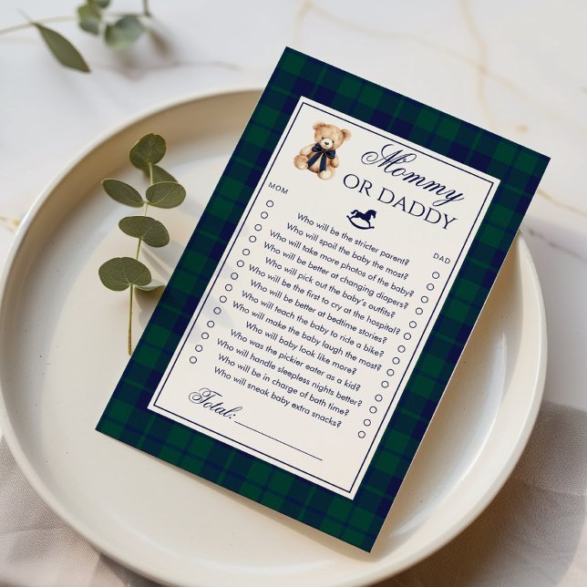 Mommy or Daddy Teddy Bear Navy Plaid game (Von Creator hochgeladen)