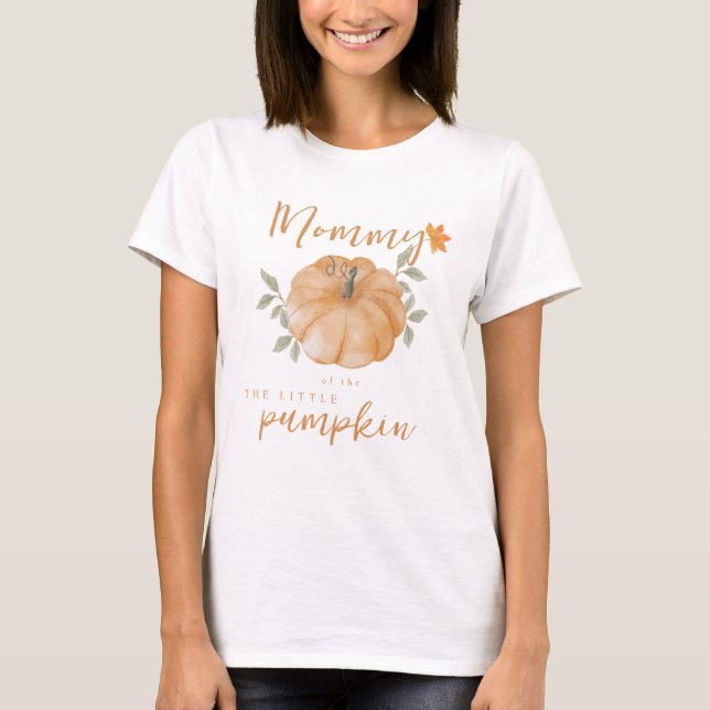 Mommy Orange Little Pumpkin Fall Baby Dusche T-Shirt (Vorderseite)