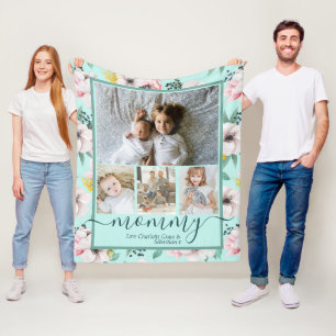Mommy Personalisierte Blume Muster FotoCollage Fleecedecke