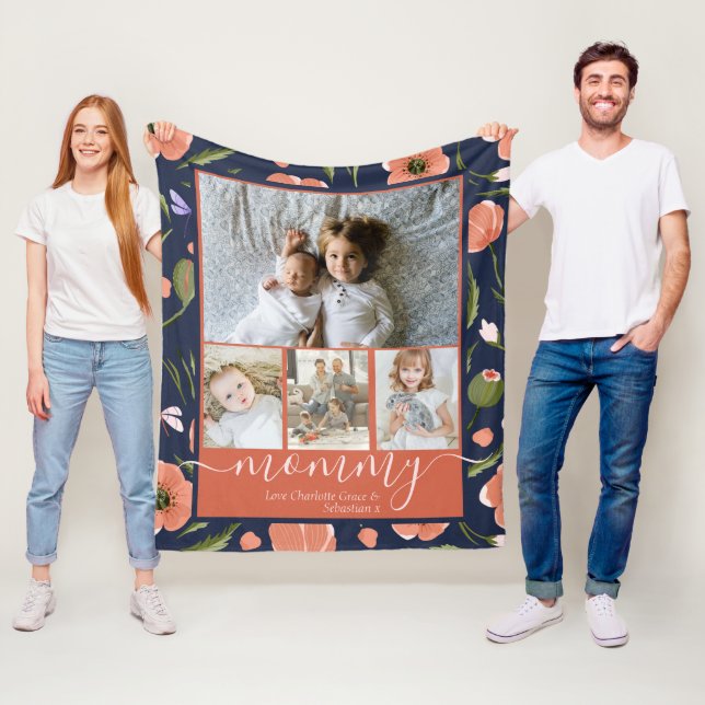 Mommy Personalisierte Blume Muster FotoCollage Fleecedecke (Beispiel)