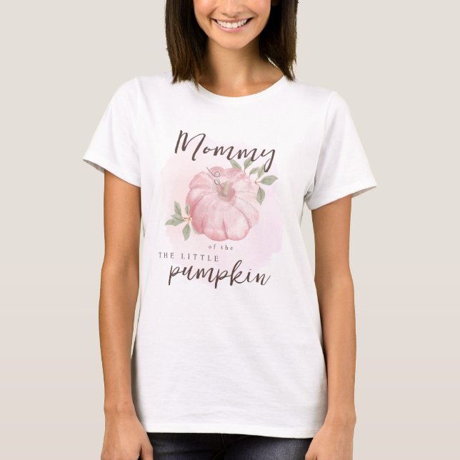 Mommy Pink Little Pumpkin Herbst Kinderdusche T-Shirt (Vorderseite)