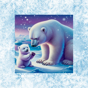 Mommy Polar Bear mit Cube   Poster