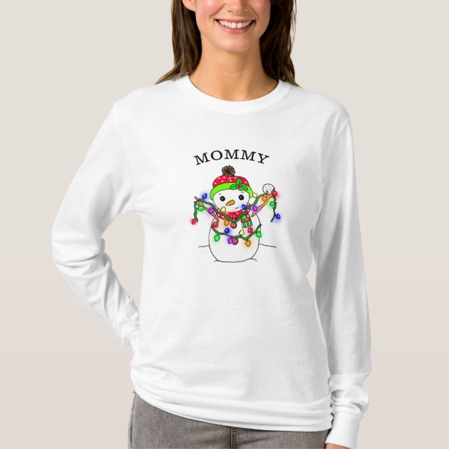 Mommy Snowman Niedlich Whimsical Christmas T-Shirt (Vorderseite)