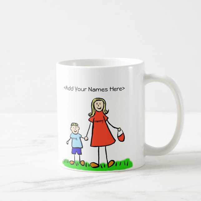 Mommy & Son - Blonde Familie personalisierte Mugs Kaffeetasse (Rechts)