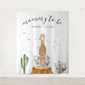 Mommy to be alpaca backdrop wandteppich