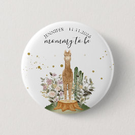 Mommy to be alpaca wildlife woodland animal button