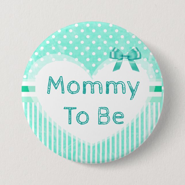 Mommy to Be Baby Shower Button blau (Vorderseite)