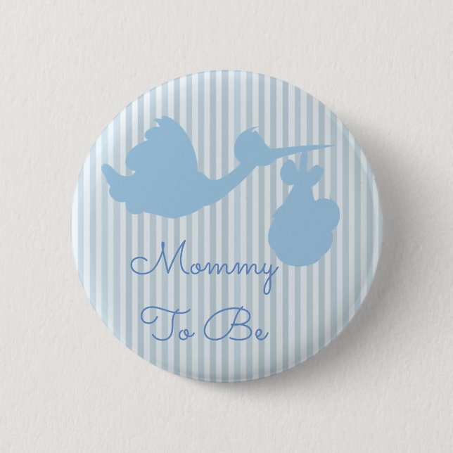 Mommy to be Baby Shower Button Blue Stork (Vorderseite)