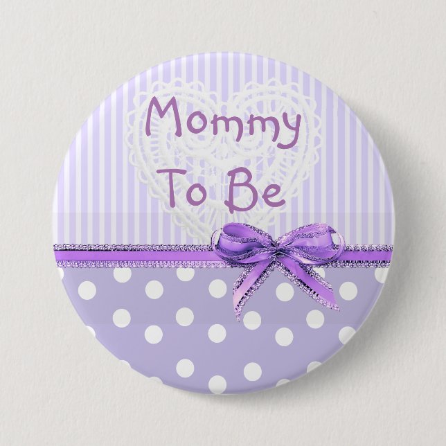 Mommy to be Baby Shower Button: Lila Bow Button (Vorderseite)