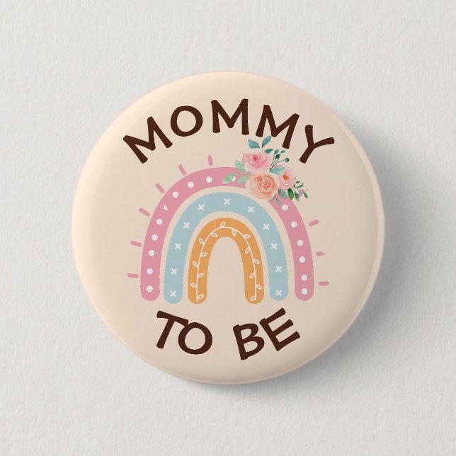 Mommy to be Baby Shower Button Pink Rainbow themat (Vorderseite)