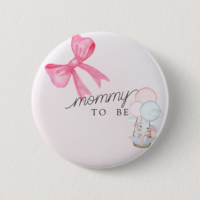 Mommy To Be Baby Shower Button with Pink Bow  (Vorderseite)