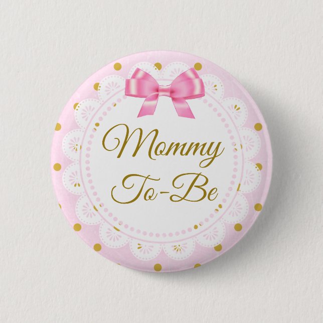 Mommy To Be Baby Shower Pink & Gold Button (Vorderseite)