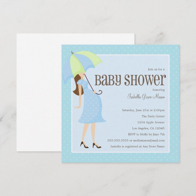 Mommy to be - Blue | Baby Shower Einladung (Vorne/Hinten)