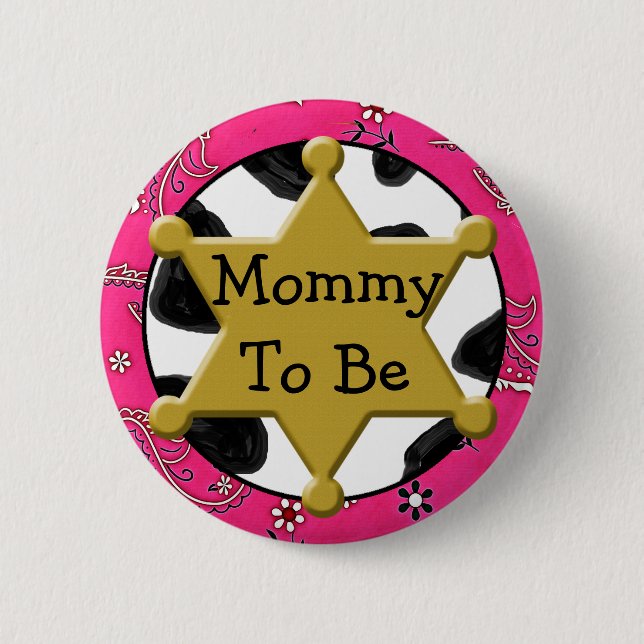 Mommy to Be Blue Bandanna Baby Shower Button (Vorderseite)