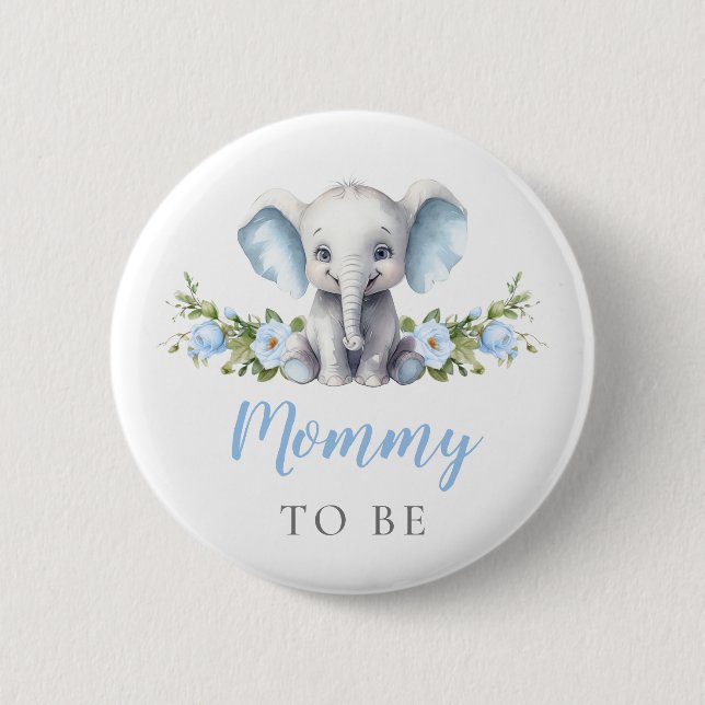 Mommy to be Blue Elephant Junge Mutter Baby Boy Du Button (Vorderseite)