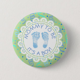 Mommy to be Blue & green Baby Shower Button