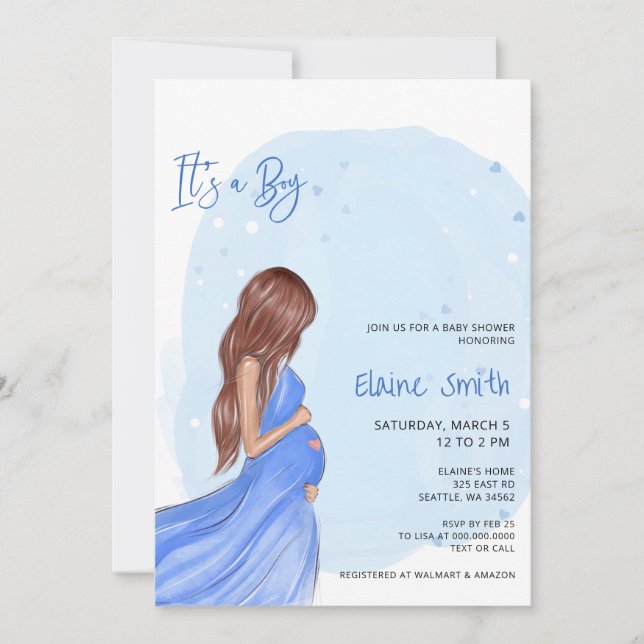 Mommy to Be Blue Its a Boy Baby Shower Invitation (Devant)