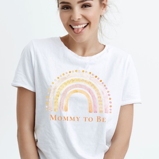 Mommy to Be Blush Pink Boho Rainbow T-Shirt (Mommy to Be  Pink Boho Rainbow T-Shirt)