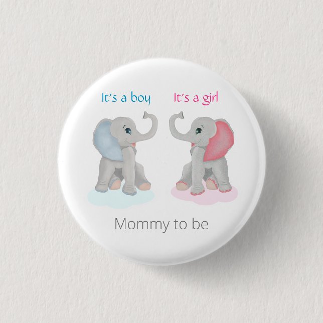 Mommy to be Gender Reveal Elephant Baby Shower  Button (Vorderseite)