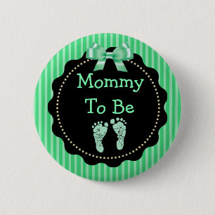 Mommy to be Green and Black Baby Shower Button