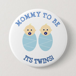 Mommy to be its two Boys, Blue Baby Shower Button