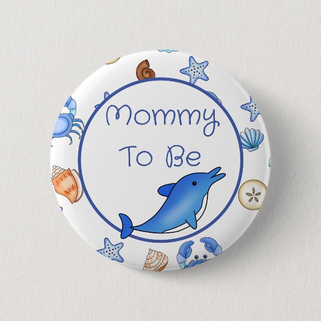 Mommy to be | Kinderdusche im Beach Theme Button (Vorderseite)