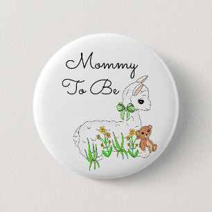 Mommy to be Llama with Teddy Bar Button