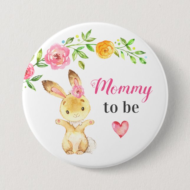 Mommy to be New Momma Bunny Rabbit Baby Shower Button (Vorderseite)
