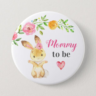 Mommy to be New Momma Bunny Rabbit Baby Shower Button