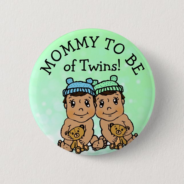 Mommy to be of Twins, Hispanic Baby Shower Button (Vorderseite)