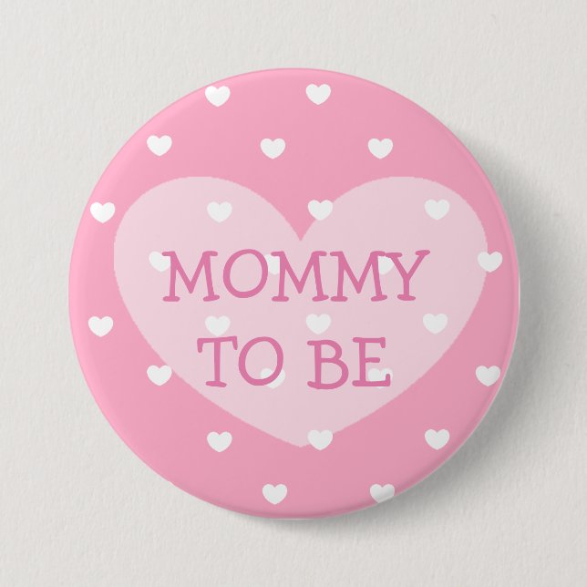 Mommy to be pink heart Shower Button (Vorderseite)