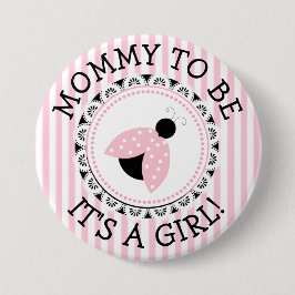 "Mommy to be" Pink Ladybug Babydusche Button