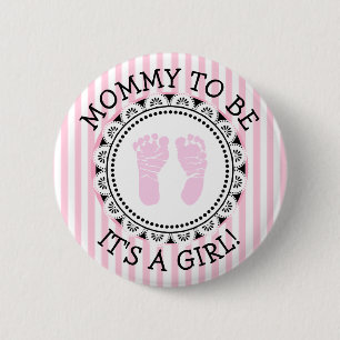 "Mommy To Be" rosa und schwarze Babydusche Button