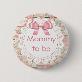 Mommy to be Tan and Pink Bow Baby Shower Button