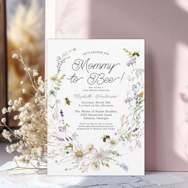 Mommy to be Watercolor Wildblume Kinderdusche Einladung (Von Creator hochgeladen)